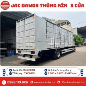 JAC DAWOS 7 TẤN - THÙNG KÍN 10 m CONTAINER 3 CỬA 6 CÁNH ( Nóc cao)