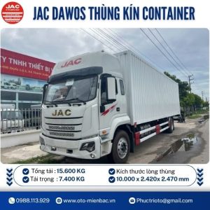 JAC DAWOS 7.4 TẤN - THÙNG KÍN 10m CONTAINER 1 CỬA 2 CÁNH ( Nóc cao)